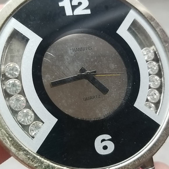 Shannons Quartz Watch Silver Black Face Diamonds - Picture 2 of 3